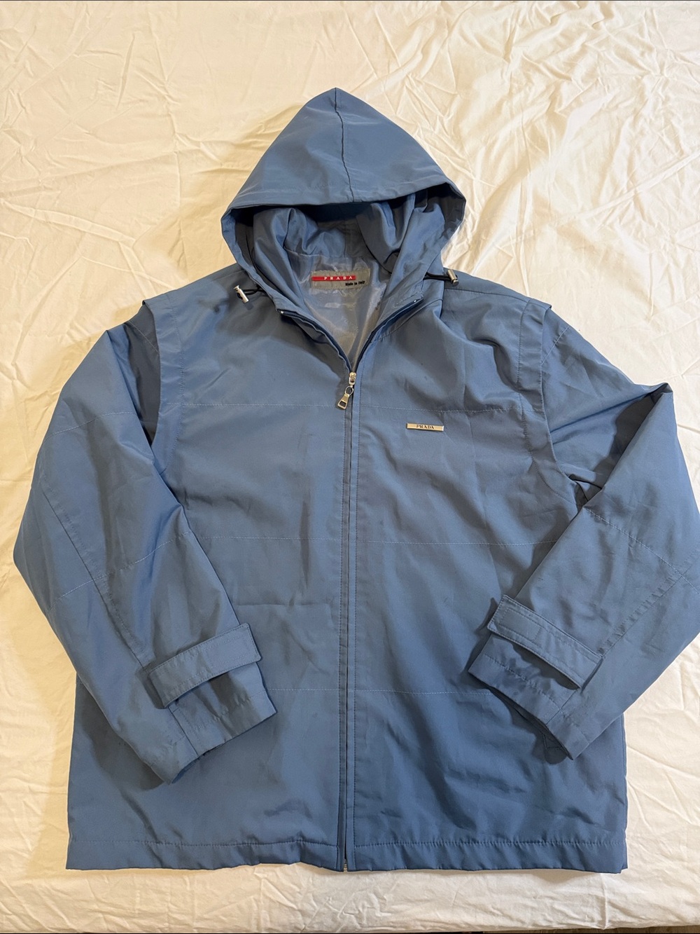 Prada Men's Hooded Windbreaker Jacket - Slate Blue